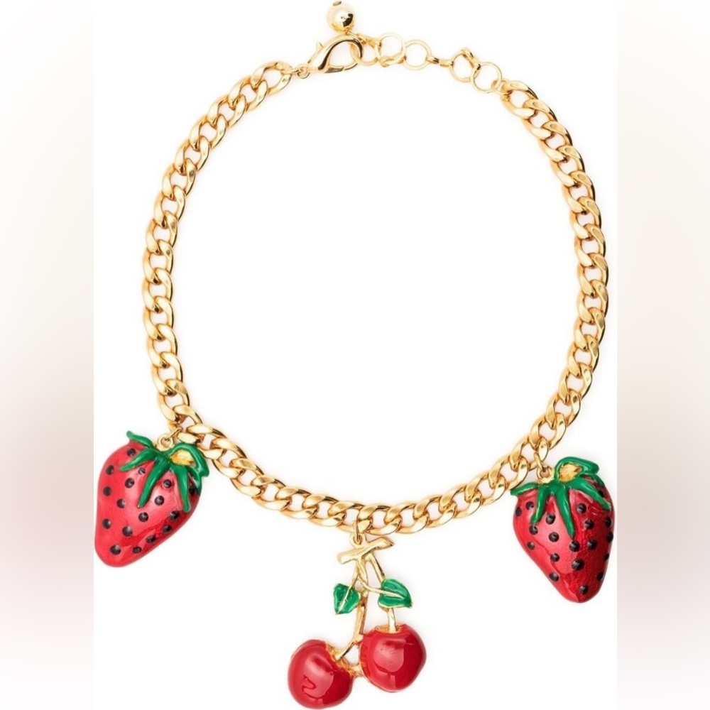 Alessandra Rich Strawberry/Cherry chain necklace